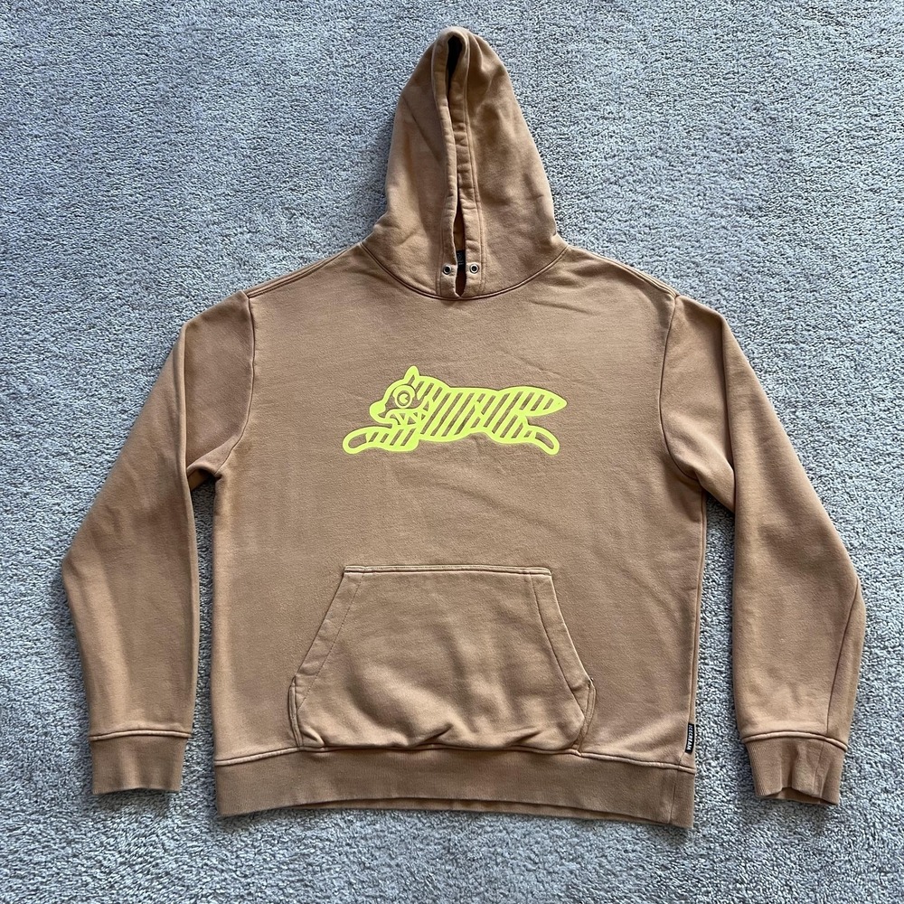 Icecream Hoodie Mens XL Brown Running Dog Graphic Pullover Kangaroo Pocket